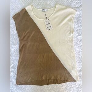 Zara Knit Brown and Cream Top